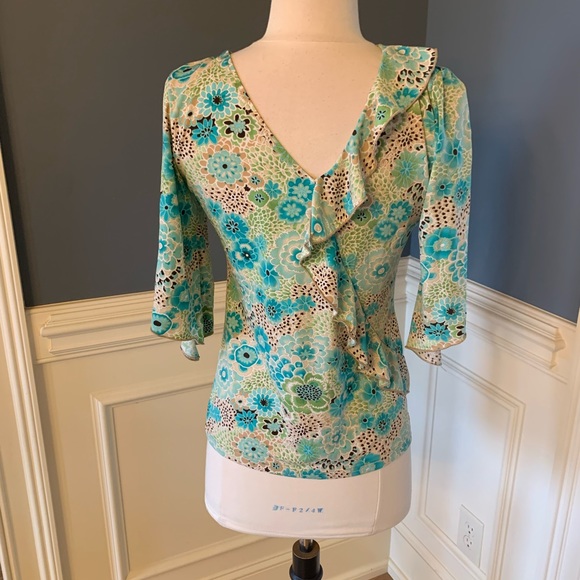 Saint Tropez West Top Groovy Silky Womens Small Floral Spring Hippie - Picture 4 of 8